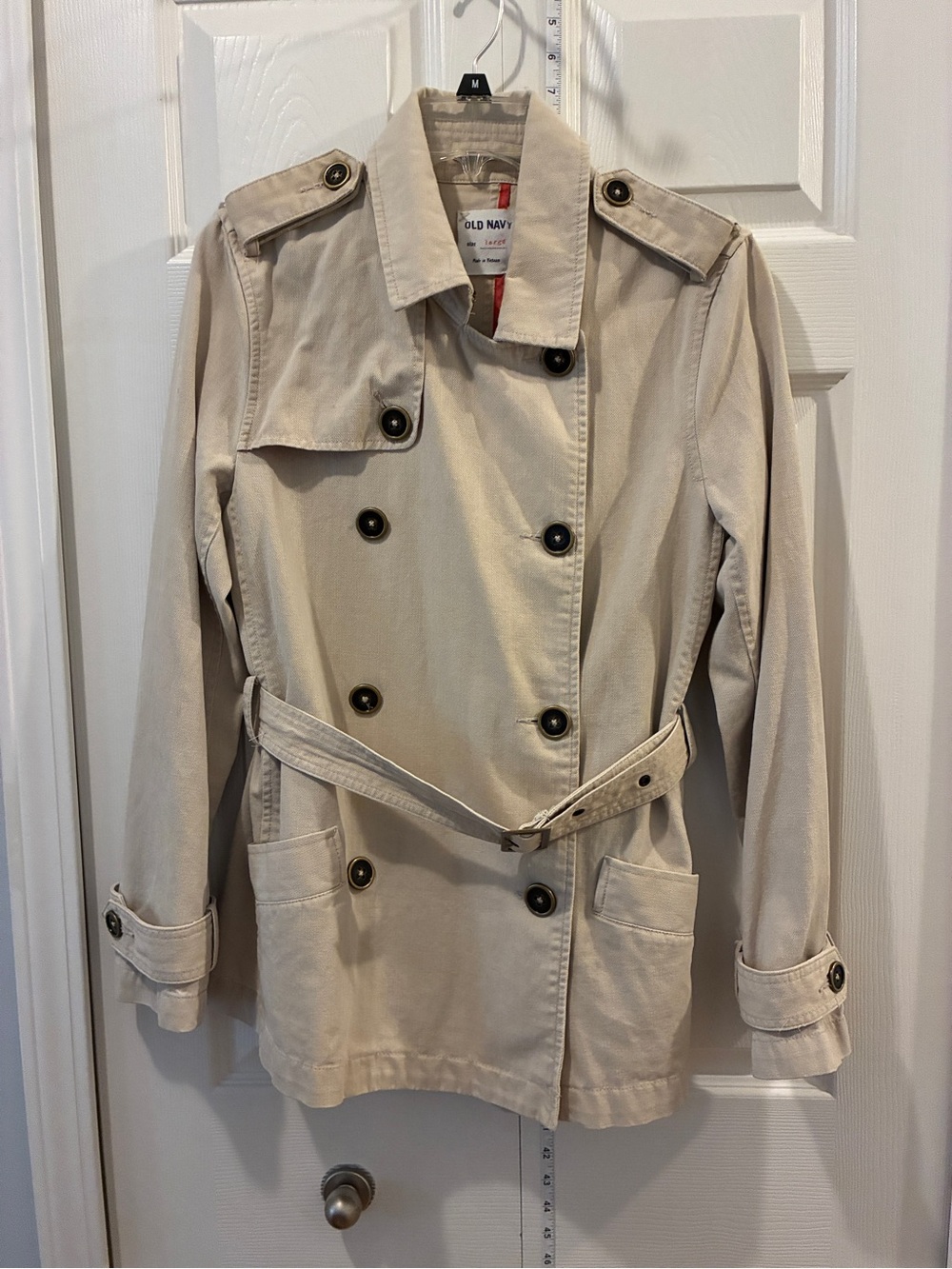 NWT Old Navy Women's Cream Double-Breasted Trench Coat